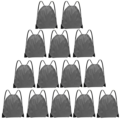 Sac de sport à cordon résistant gris grand format 42x35 cm