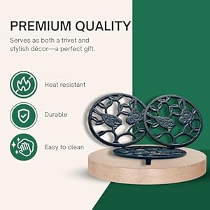 Castironbirdtrivetset3packdecorativemetalpotholdersrustproofrubberfeetforhotdishespansteapotskitchendiningdecorblack Urban Country Home Decor Cast iron bird trivet set 3 pack decorative metal pot holders rustproof rubber feet for hot dishes pans teapots kitchen dining decor black urban country home decor