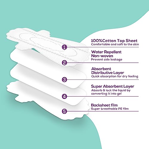 Image of Evereve 100% Us Cotton Ultra Thin Rash Free Sanitary Pads For Women, 12 Pads, Heavy Flow-Xxl, Unscented, Leakproof, Zero Toxin, 50% Wider Back, Dermatologically Tested, Individual Disposal Bags
