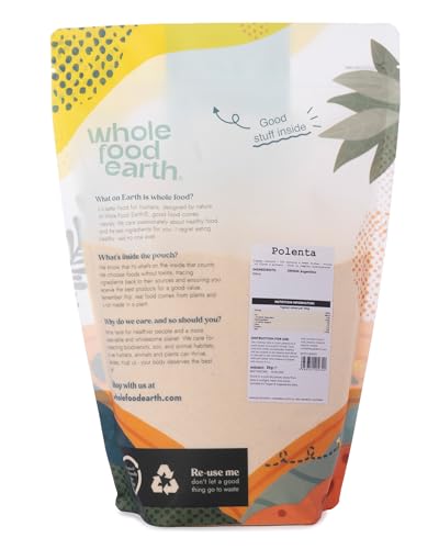 Wholefood Earth Polenta Maismehl - GMO frei - Vegan - Milchfrei - Ohne Zusatz von Zucker, 2 kg