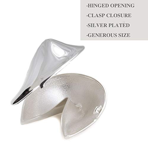 Bey-Berk Silver Plated Fortune Cookie, Metal Fortune Cookie Paperwieght, Proposal Gift, Bridesmaid Gift, Include Your Special Message, Gift for The Hostess, Girlfriend Proposal Idea - Thumbnail 4