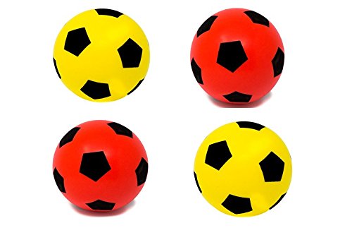 Ballon de football en mousse Taille 5, 2 Yellow+2 Red