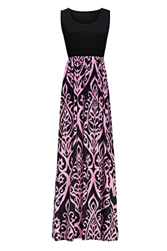 Image of Lacavocor Womens Summer Maxi Dress Tank Top Sleeveless Long Dresses