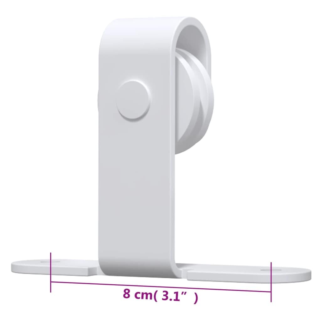 vidaXL Kit Min Puerta Corredera Armario Guías Carril Herrajes Percha Sistema Mecanismo para Granero Cocina Estudio Decoración Acero Carbono Blanca