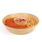 AMACRAFTS Bamboo Chip and Dip Serving Set, Wooden Serving Bowl Appetizer Platter with Dip Cup for...
