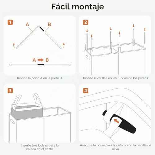 Miniatura 9 de Soledi Cesto Ropa Sucia Con Tapa - 145l Cubo Ropa Sucia De Gran Tamaño Con Bolsa Ropa Sucia - Ceste Ropa Plegable - Adecuada Para Baño Dormitorio Dormitorio Sala De Estar- Blanc Cassé