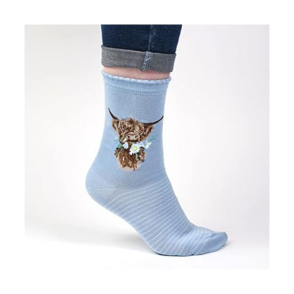 Wrendale Designs Socken, Kuh mit Gänseblümchen, Blau – Bild 5