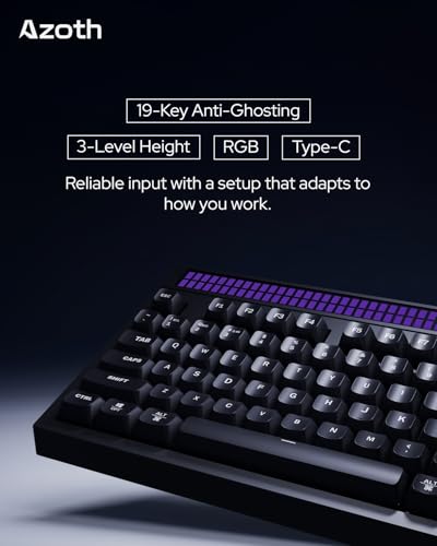 Image of AZOTH Eclipse Black 94 Keys Trimode Gaming Membrane Keyboard, RGB Backlit, Wireless Bluetooth 2.4G & Wired, 2 Knobs, Rhythm Light, Volume & Brightness Control, for PC Mac Laptop, 2000mAh Battery