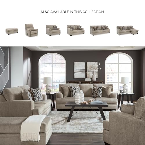 Image of Signature Design by Ashley Stonemeade Large Rectangular Coffee Table Ottoman, Chenille Fabric Upholstery for Living Rooms, Taupe, 44 inch W x 24 inch D, No Assembly Required