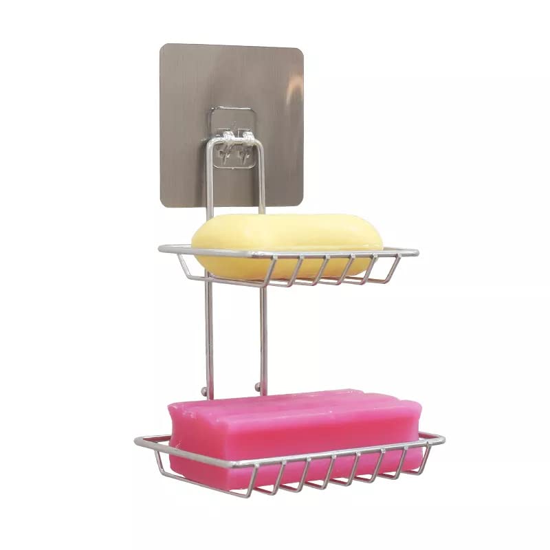 TAZLYN Shop case for Bathroom tand for Wall Holder Soap Shelf with Hook, 2 Tier Stainless Steel Adhesive Soap Dish with Bath Ball, Wall-Mounted Kitchen Bathroom Bar Soap Sponge Holder No Drilling (B0BVZN2Y5F) Amazon Price History, Amazon Price Tracker