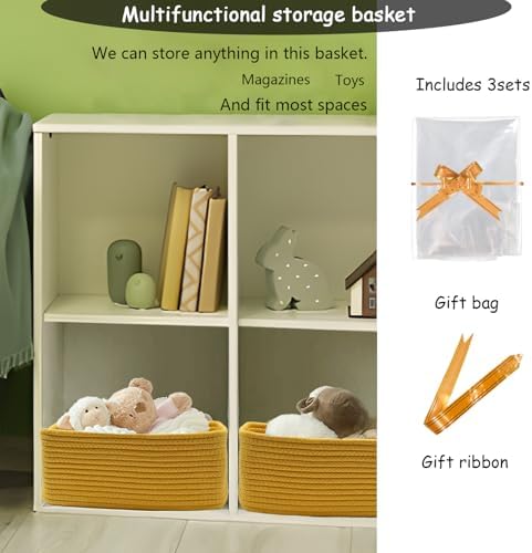 COMFY-HOMI 11.5"x7.5"x4.7" Storage Baskets for Organizing | Cotton Rope Woven Basket | Toy Storage Bin Box | Basket for Shelves, Closet Organizer Bin, Decorative Closet Shelf, 1 Pack - 3