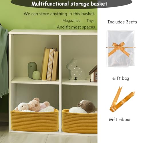 COMFY-HOMI 13" x 8.5" x 5.1" Storage Baskets for Organizing | Cotton Rope Woven Basket | Toy Storage Bin Box | Basket for Shelves, Closet Organizer Bin, Decorative Closet Shelf, 3 Pack - Image 3