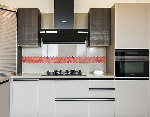 Image of WallDesign Vinyl Mosaic Lantern Red Orange Shades - 6.25 in X 10 Ft Self-Adhesive Tile Sticker Sheet for Decoration of Kitchen, Bathroom, Furniture, Door, Living, Ceiling