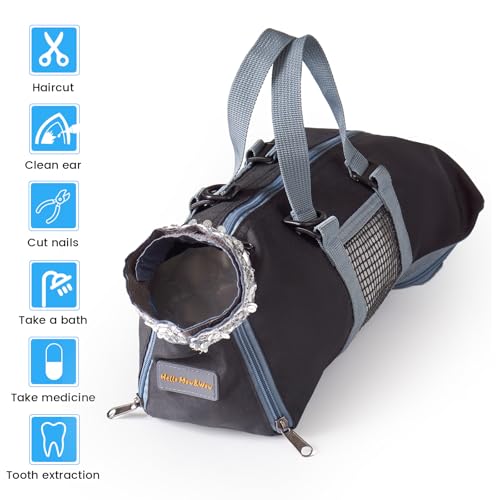 Image of Cinf Cat Nail Clipping Cleaning Grooming Restraint Bag (Free Muzzle) No Scratching Biting for Bathing Nail Trimming Injecting Examining(Black,S)