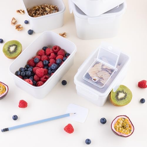 BranQ Home essential, Pack of 4 Q-Lock Clear Food Storage Container, Leakproof BPA Free Plastic Containers with Clip Lock Airtight Lid, Microwave and Dishwasher Safe (1.6)