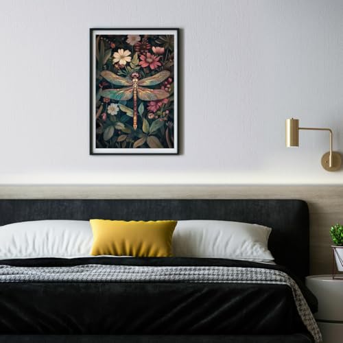 Peacoblue Rub on Transfer Decal Sticker for Furniture Craft Decor 15x30cm Vintage Dragonfly and Flowers - Image 4
