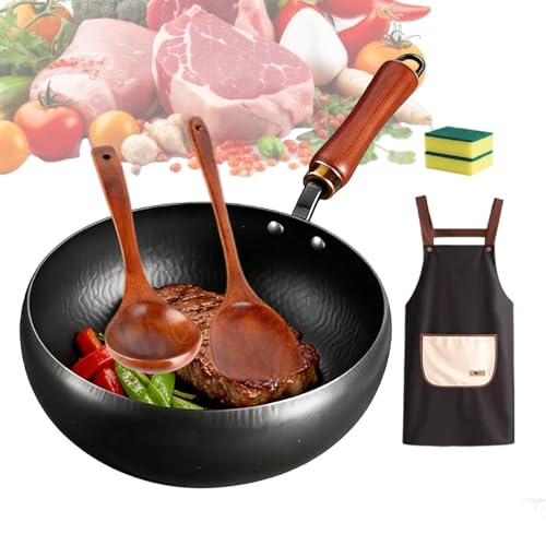 Wok japonés de hierro fundido sin recubrimiento 26 cm miniatura 1