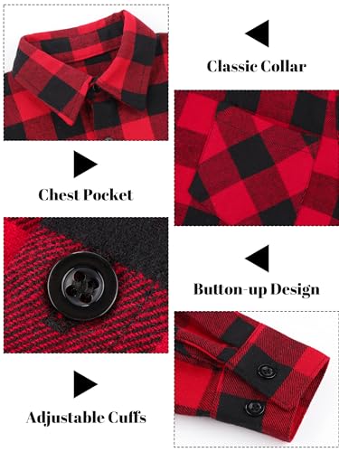 Motarto Boys Toddler Plaid Flannel Shirt Long Sleeve Button Down Kids Casual Shirt Fall Winter Coat for Son 4-14 Years2