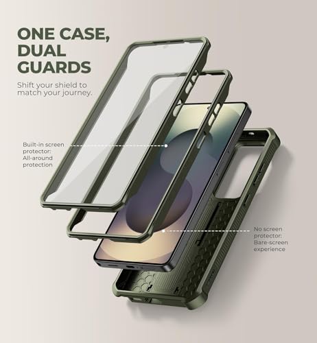 Image of Dexnor for Samsung Galaxy S26 Ultra Case with Upgraded Slide Camera Cover & 2 Front Frames & Built-in Screen Protector & Kickstand, Heavy-Duty Rugged Case Full-Body Protective Cover(2026),Army Green