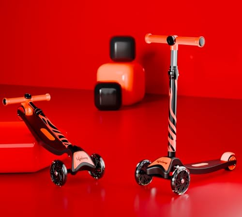 Image of Lifelong Kick Scooter with Adjustable Height - Foldable - Skate for Kids with PVC Wheel - Max User weight-50 kg, Red & Black, LLKS34