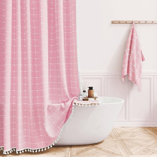 Extra Long Shower Curtain with Tassel - 72x84 in Linen Blend