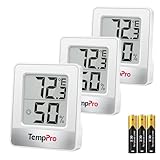 TempPro TP49 3 Pieces Digital Hygrometer Indoor Thermometer Humidity Meter Mini Hygrometer with Temperature and Humidity Monitor Outdoor and Room Thermometer Weather Station (Previously ThermoPro)
