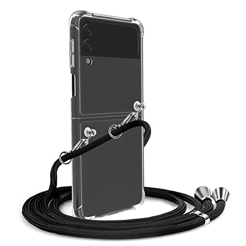 Yespure Case For Samsung Galaxy Z Flip 3 With Adjustable Crossbody Shoulder Strap,Lanyard Phone Case For Galaxy Z Flip 3,Clear Soft Slim Tpu Anti-Yellowing Shockproof Protective Cover - Black #TOP5