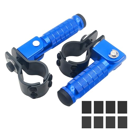Image of M8 Motorcycle CNC Aluminum 90 Degree Folding Rearsets Folded Motorbike Footrest Bicycle Footpegs Foot Pegs Pedal Universal (Blue)