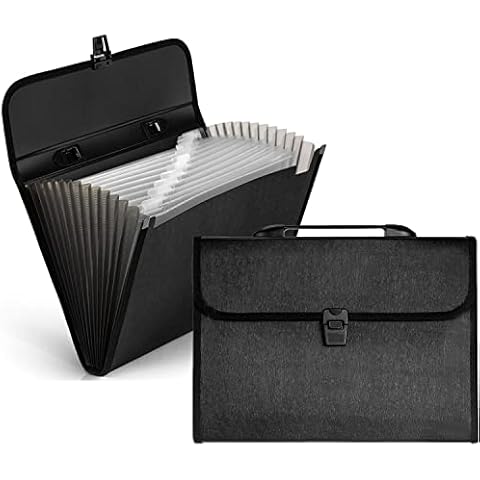 Expanding File Organiser 12 Pockets,Nordun Filing Boxes Document Organiser with Handle, A4 Size Portable File Folder, Accordion Folders Expander,Plastic Files Wallets Documents Paper Bills Cover