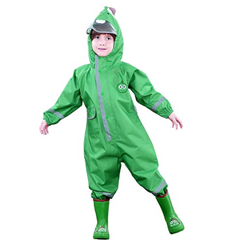 LIVACASA Regenjas Ademende Kinderregen Overall Lichtgewicht Regenjas Meisjes Regenponcho Jongens Waterdichte Kinderregenjas Reflecterende Regenkleding met Dierlijk Patroon Kap