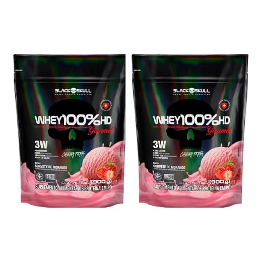 Kit 2x Refil Whey 100% HD Gourmet 900g - Black Skull (Morango)