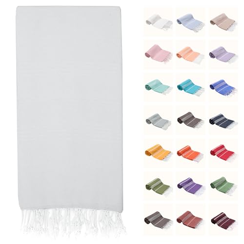 PARK&OZ Turkish Beach Towel Oversized 100% Cotton Quick-Dry & Sand-Free Blanket 72x40 Ultra-Absorbent Lightweight & Compact Pool Towel for Beach Travel Spa Gym Camping & Tie-Dye (White)