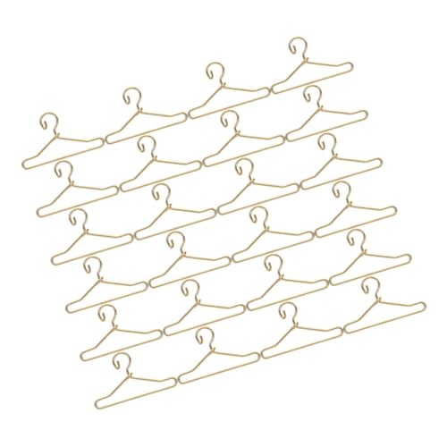 FELTECHELECTR 40pcs Mini Doll Hanger Clothes Hangers Small Clothing Rack Clothes Rack Clothing Hangers Doll House Simulation Mini Hangers Doll Outfit Hangers Mini Simulated Hangers Alloy Golden