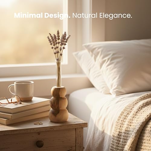 Image of Wooden Test Tube Planter Vase with Wooden Stand | Glass Tube for Indoor Plants, Cuttings & Hydroponics | Minimalist Bud Vase | Modern Flower Stand | Unique Home Office Decor Gift.(3 Steps Designe)