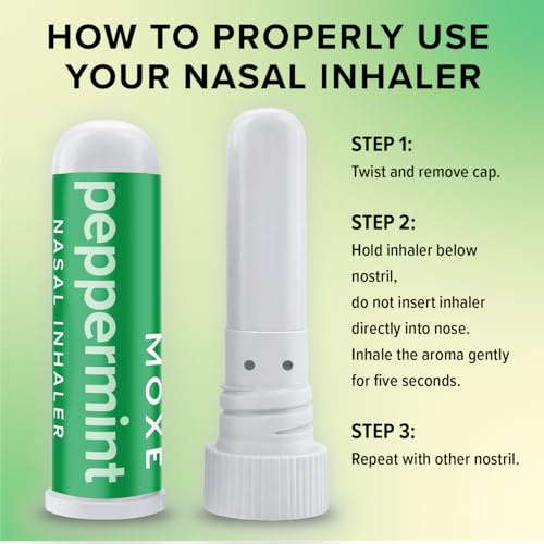 Image of MOXĒ Peppermint Essential Oil Nasal Inhaler Stick, Cooling & Refreshing 3PK | Pure Peppermint Essential Oil for a Cooling Sensory Experience; Headache Support, No-Mess Portable Aromatherapy