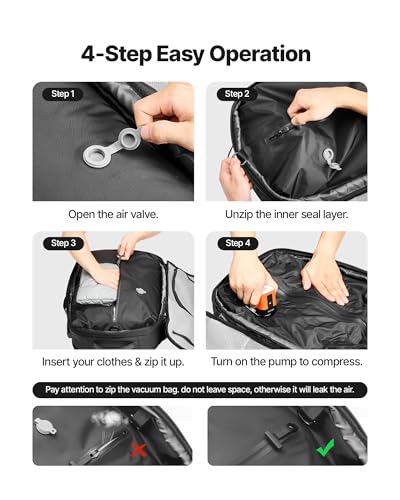 Image of VEVOR Vacuum Travel Backpack, 65L, Expandable Vacuum Seal Compression Travel Backpack with Pump, with TSA-Approved Lock, Airback Vacpack, Water-Resistant Carry-On Suitcase Luggage, for Business, Gray