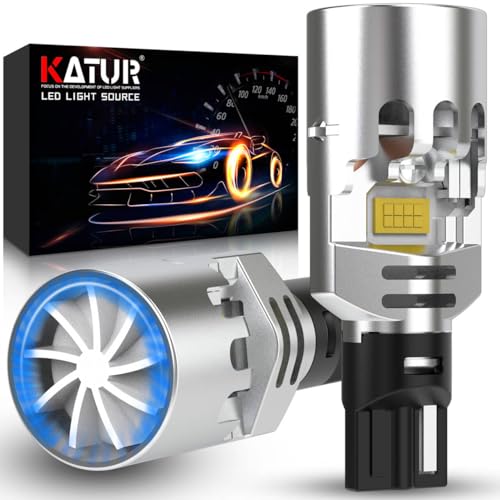 Bombilla LED W16W 700% Brillo, KATUR Canbus Sin Errores 6500K Blanco 6000LM con Ventilador de Refrigeración de Alta Velocidad Bombillas LED T15 912 921 para Luces de Marcha Atrás, Paquete de 2