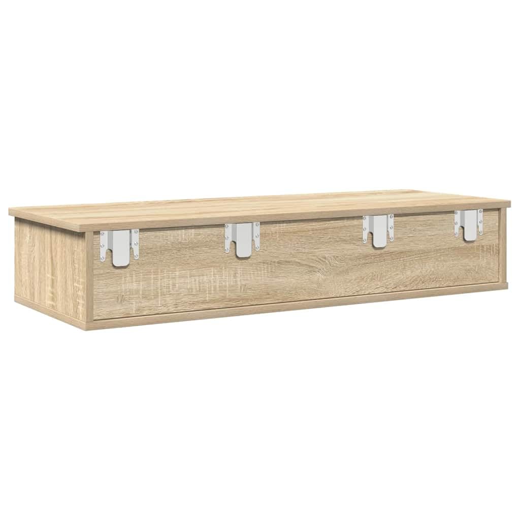 Estantería de pared con cajones, roble Sonoma, 100 x 37,5 x 19 cm