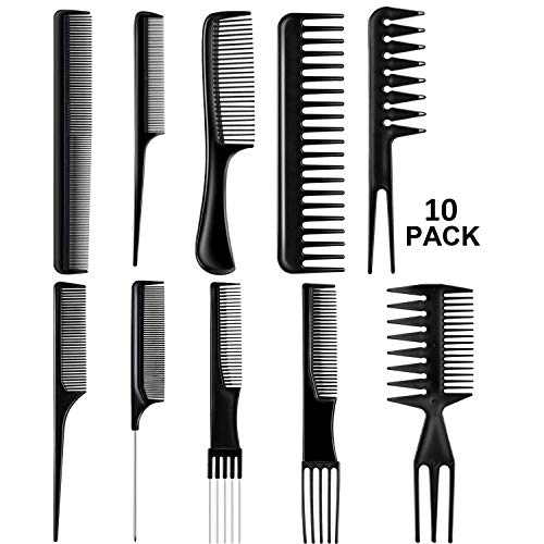 KIRA Professional Hair Combs Salon Styling Tools Comb Set 10 Piece (Black)