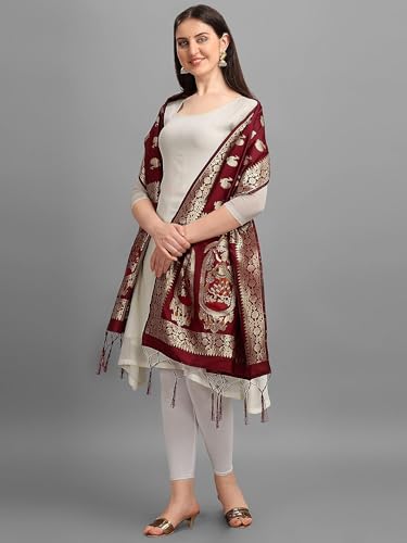 Women's Woven Banarasi Silk Zari Dupatta/Chunni, Width 1 Meter, Length 2.5 Meter4