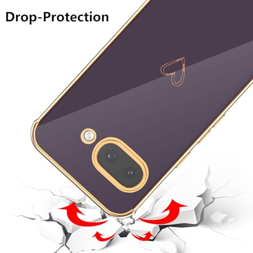 Protection objectif Google Pixel 9a et joli design cœurs violet foncé