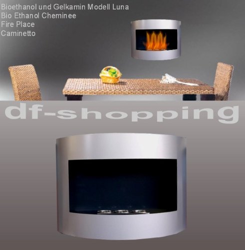 Bioethanol; gel fuel. Fireplace Luna Silver Powder-Coated