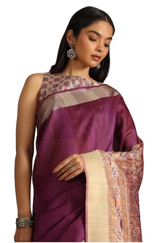 Image of Soch Womens Tussar Solid Saree