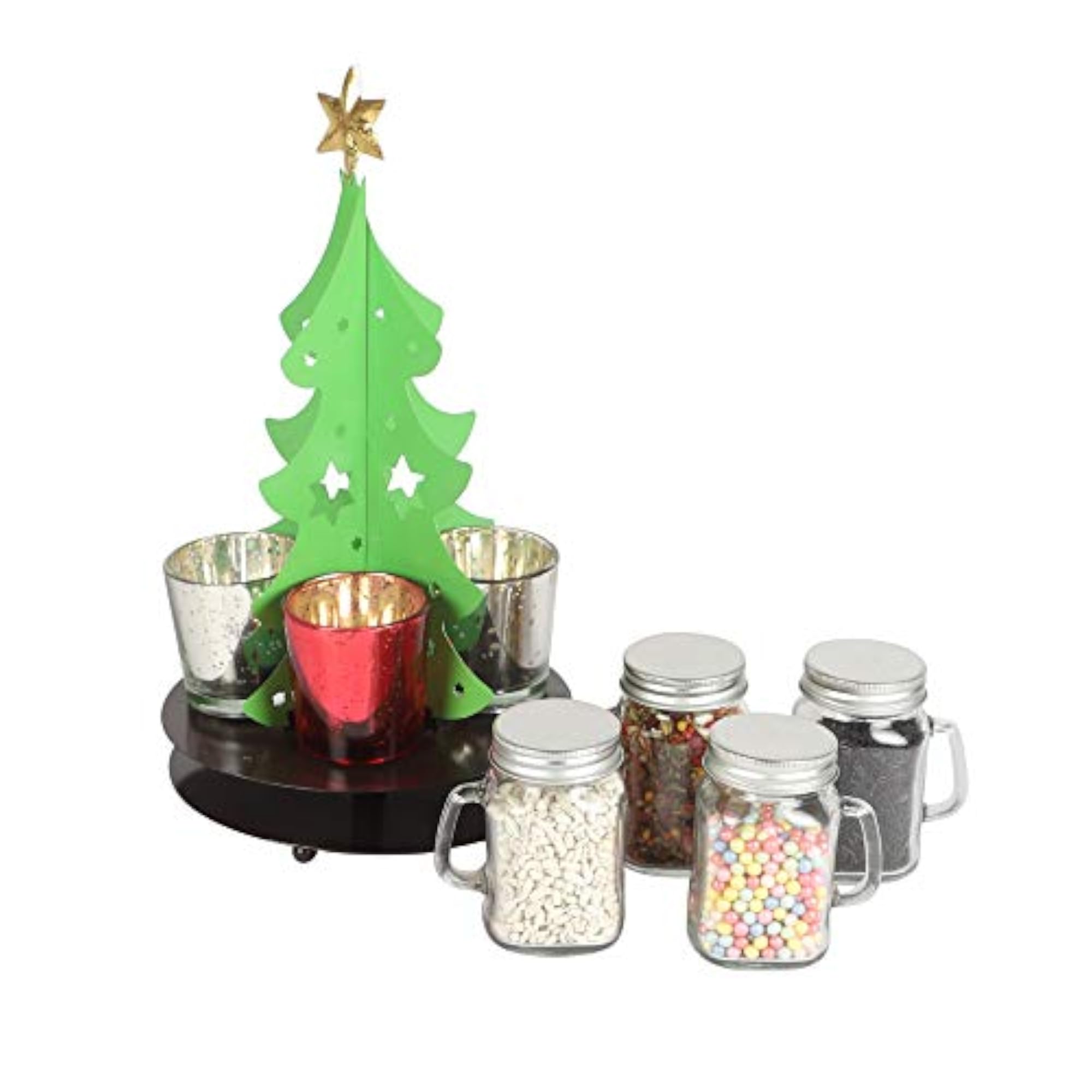Premium Christmas Tree Tealight Holder & Platter, Stylish & Decorative