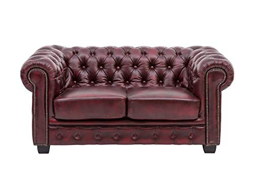 Woodkings® Chesterfield Sofa 2-Sitzer Echtleder Couch Bürosofa Polstermöbel 2er antik Unikat Herrenzimmer englisches… – Bild 6