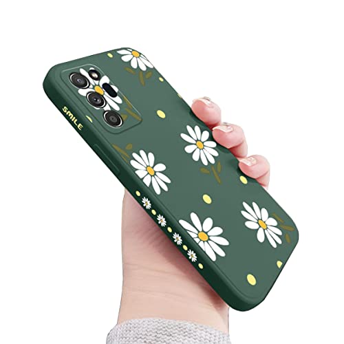 Sunswim for Galaxy Note 20 Ultra Case Cute Daisy Pattern Full Camera Lens Protection Shockproof TPU Bumper Liquid Silicone Protective Cover Phone Cases for Samsung Galaxy Note 20 Ultra 5G 6.9'-Green
