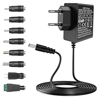 12V Netzteil 2A, AC Adapter AC220V zu DC12V 500mA 1000mA 1500mA 2000mA Leistungstreiber, 12 Volt AC-DC Adapter 5,5mm mit 8 DC Steckeradaptern Wechselrichter Ladegerät Transformator
