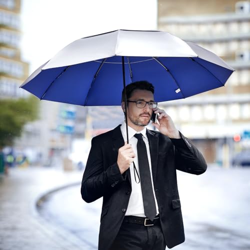 Image of G4Free 62 Inch Large Golf Umbrella Compact Reverse Travel Umbrella 10 Ribs Windproof for Rain Double Canopy Automatic Open Close