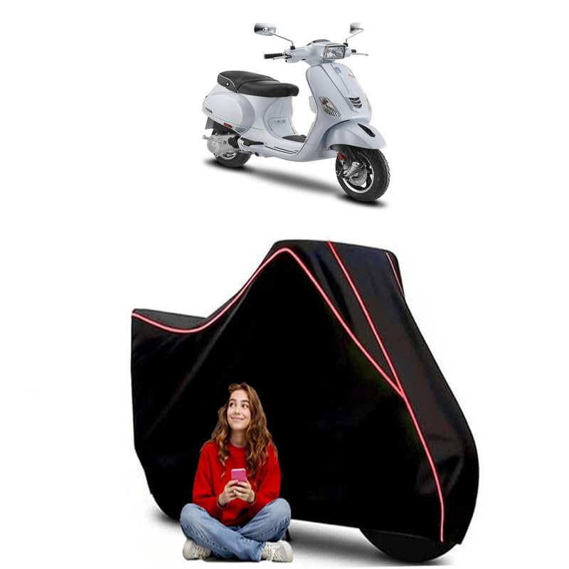 Image of SXL 125 BS6 Scooty Bike Cover Water Resistant Outdoor Use Universal Fit Scooters Motorcycles Heavy Duty UV Protection Dust Rain Scratch Resistant Elastic Bottom Black Blue Piping