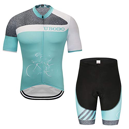Lvvvs Hombres Y Mujeres Ropa De Ciclismo Azul Tiffany Verano Ropa De Bicicleta De Manga Corta, Transpirable Y De Secado RáPido